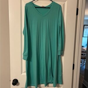 LuLaRoe Teal V-Neck Long Sleeve Dress